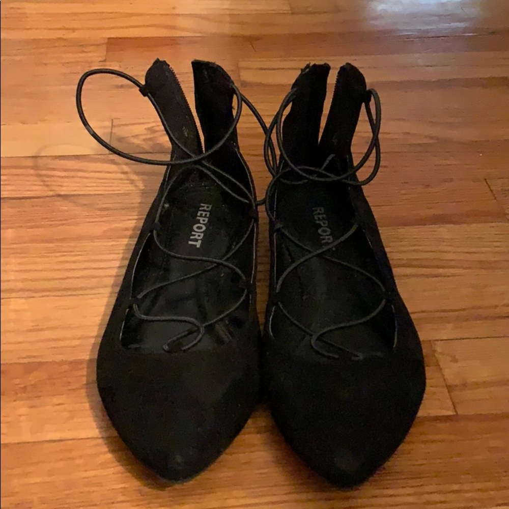 Black laced up flats